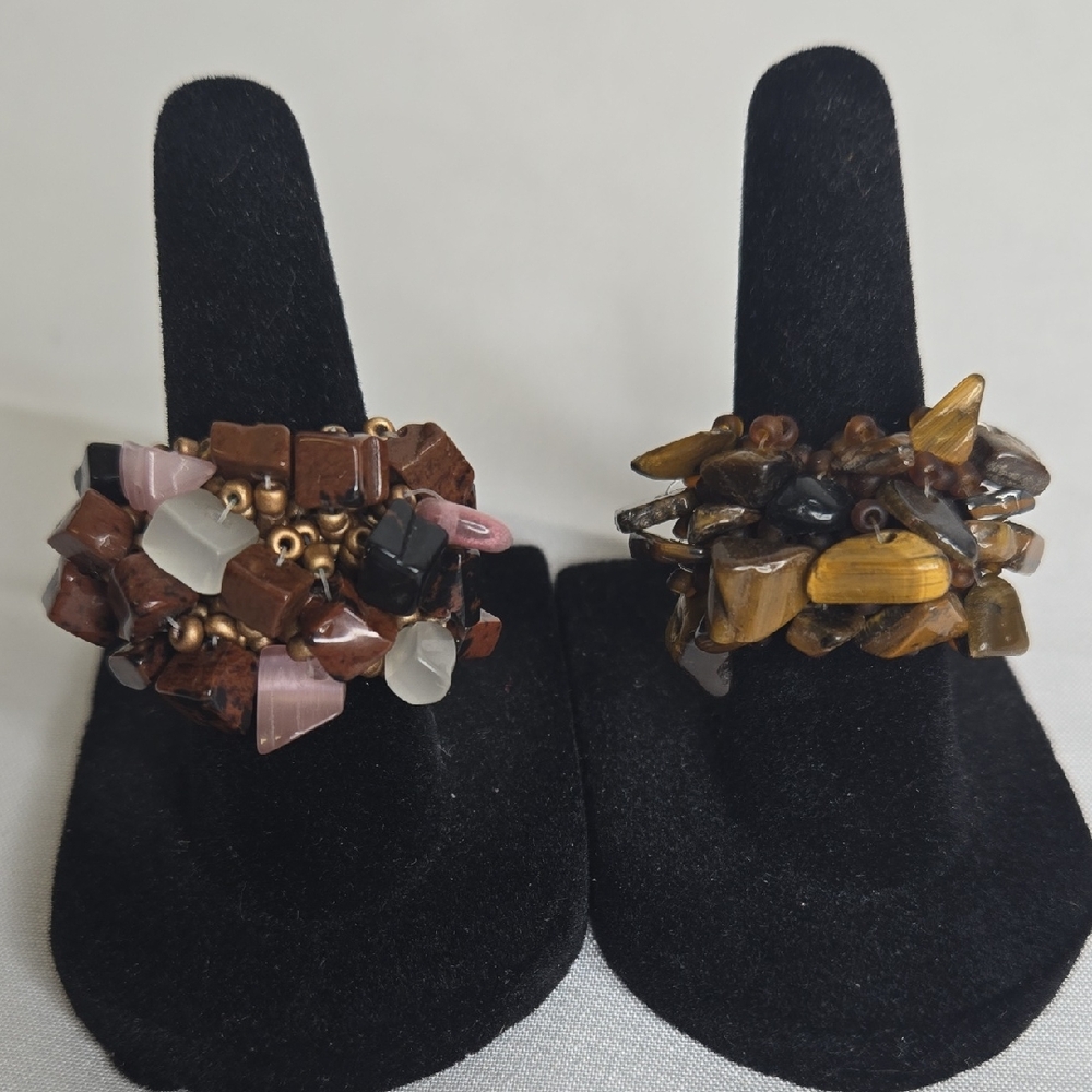 Beaded Cluster Stretch Rings, Bundle of 2‎